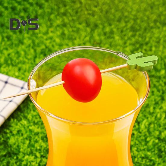 100 Pcs Food Picks Disposable Bamboo No Harm Cactus Shape Salad Sticks for Banquet