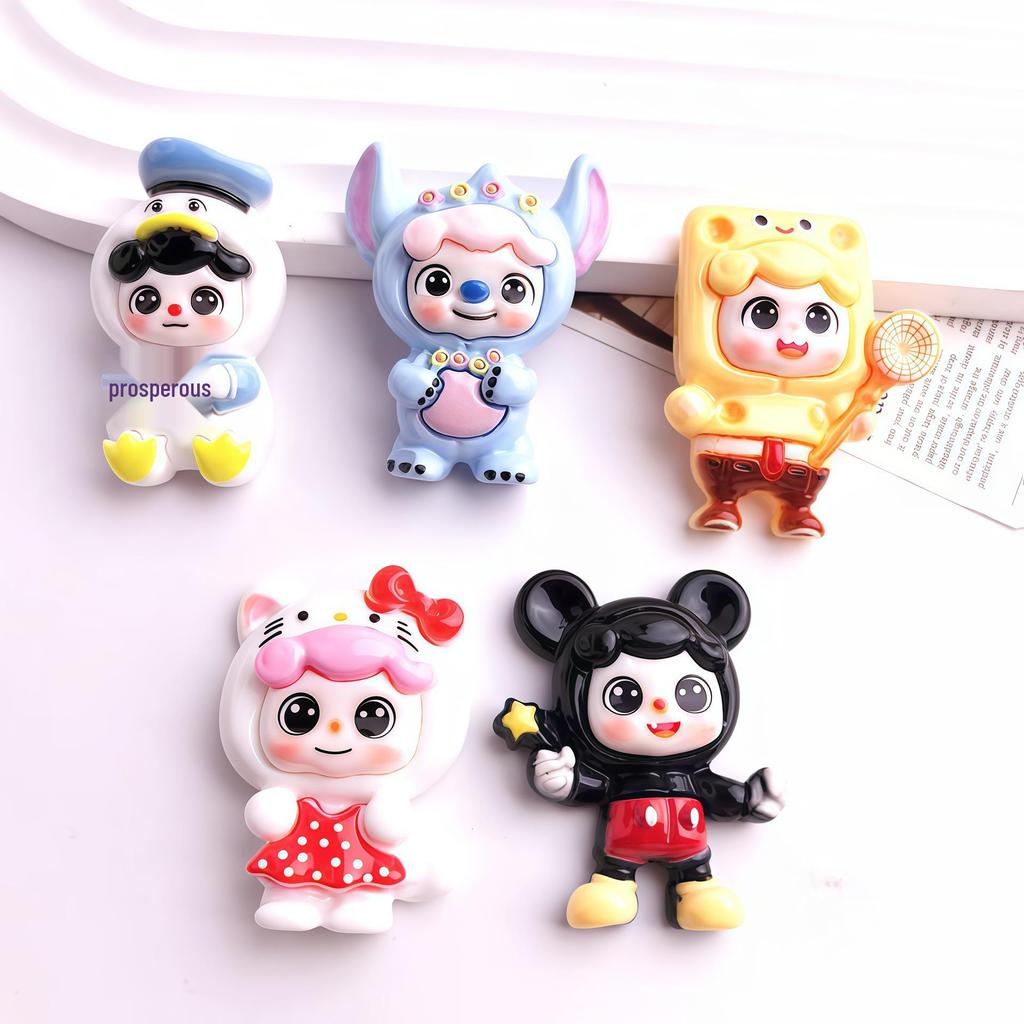 Cartoon Stitch Sea Otter & Donald Duck Resin DIY Accessories for Phone Case, Hair Clip, Ornament & Keychain