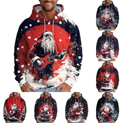 Men's Loose Christmas Printed Hooded Sweatshirt Men's Casual Fashion Sports Sweatshirt