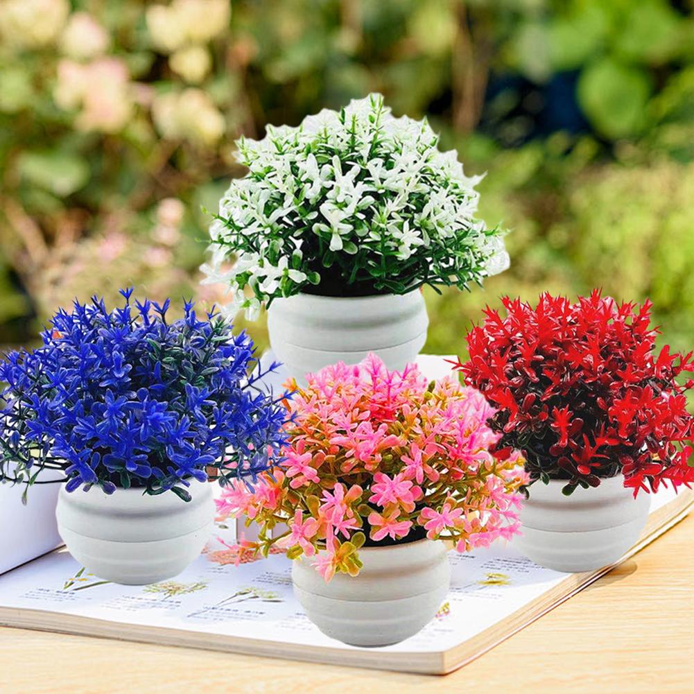 1 Set Artificial Plant Pot Ornamental Photo Props Plastic Desktop Fake Grass Plants for Outdoor Home Decoration Accessories