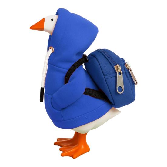 Mini Goose Hoodie with Backpack 7 Inch Desk Goose Outfit Mini Porch Goose Costume Magnetic Goose Statue Key Holder Clothes