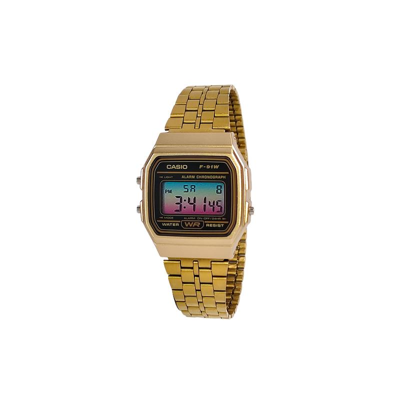 CASIO Customized watch modified series golden resin case F-91WM-9A modified-Xuanjin Langgan Quartz Steel Strap men's JinSeBiaoDaiQingFenBiaoJing