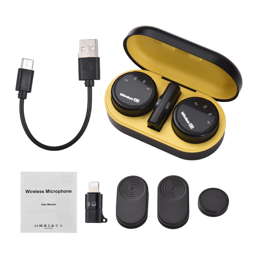 Wireless Lavalier Microphone Dual Microphone Magnetic Suction Wearing Noise Reduction No Delay Type C with Rechargeable