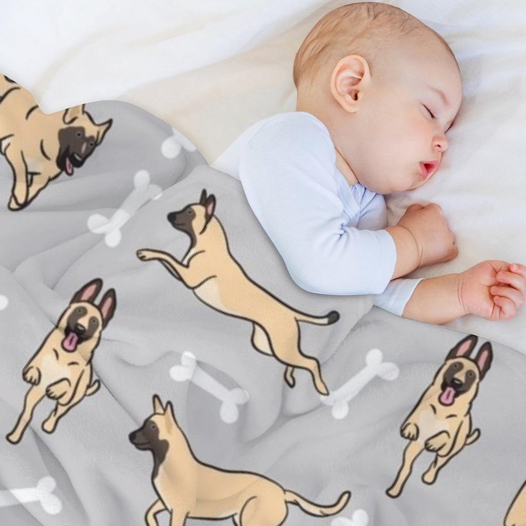 Playing Cream Belgian Malinois - Gray Background Throw Blanket Winter Beds Decorative Beds Luxury St Heavy Blankets