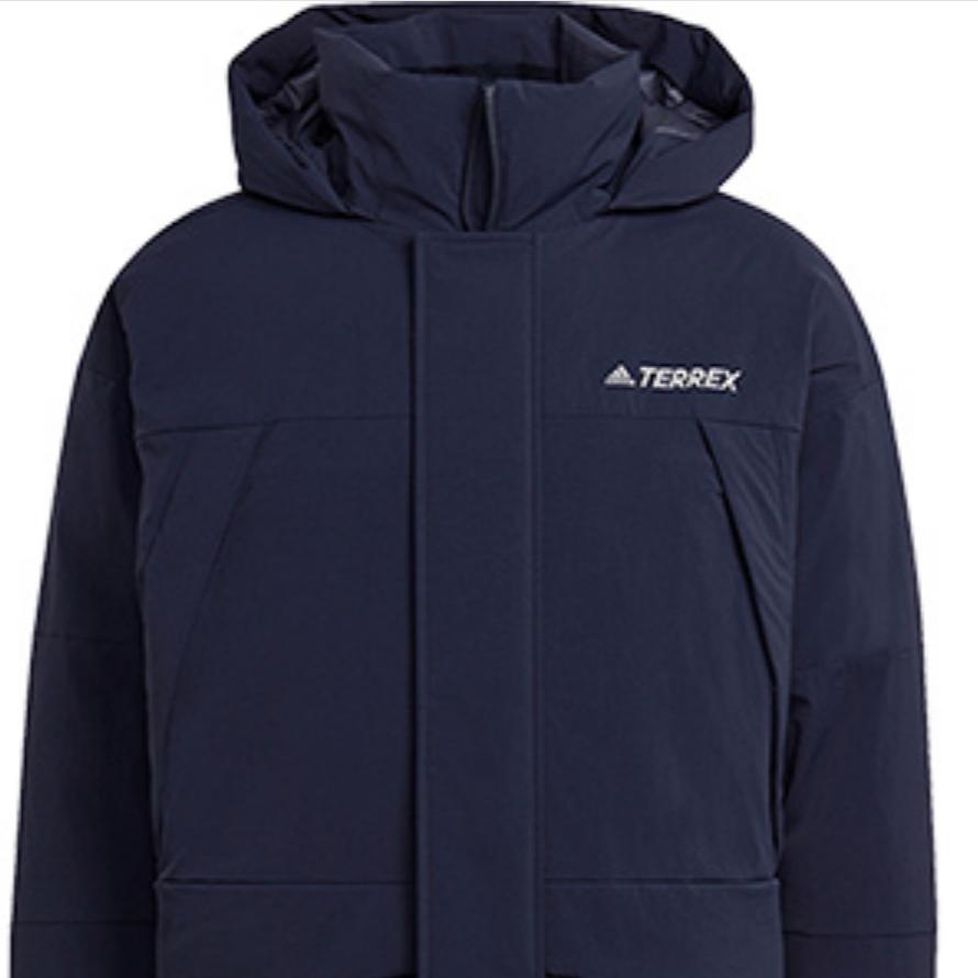 Adidas Outdoor Sports Mid-Length Hooded Down Jacket Men Outerwear Navy-Blue GE9931