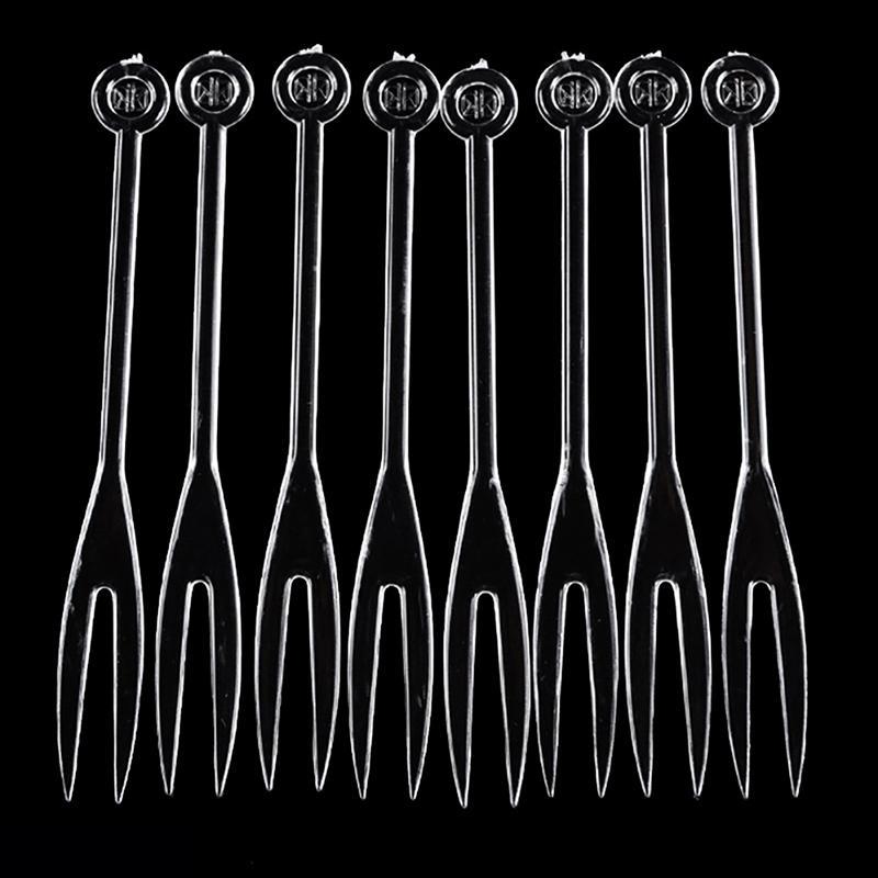 500Pcs Mini Fruit Fork Disposable Plastic Forks For Party Bbq Sticks Picks Skewer Set Home Dining Food Cake Fruit Fork