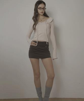 Beliar Belt Mini Skirt-Brown
