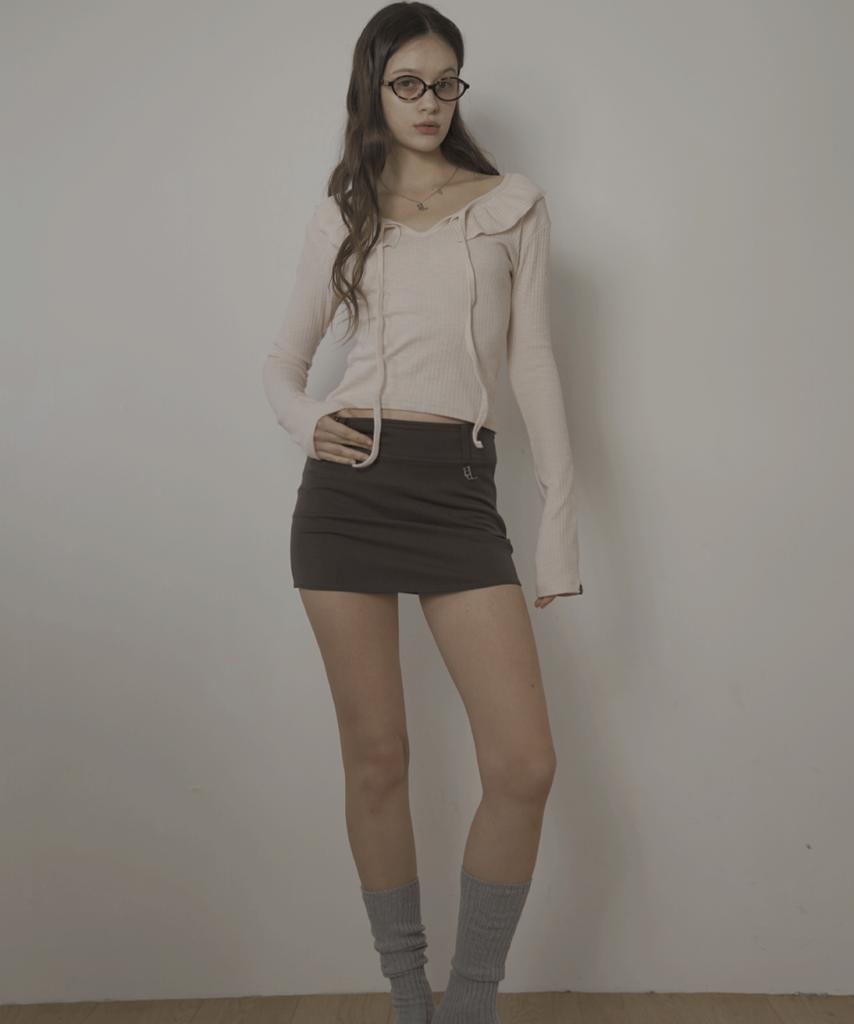 Beliar Belt Mini Skirt-Brown