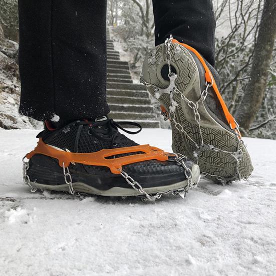 Crampons Men Women Stainless Steel Crampons 32 Teeth Ski Ice Snow Outdoor Hiking Climbing Traction Cleats for Footwear Color : Black, Size : Free Size