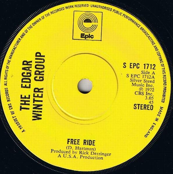 

7inch Record EDGAR WINTER GROUP - Free Ride SEPC1712 Epic 1972 UK Rock Used