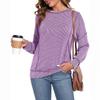 Women's Fashionable Casual Long Sleeved Loose Striped Top