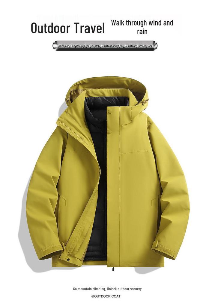 Op maat Gemaakte Winddichte en Waterdichte Heren 3-in-1 Outdoor Jas met Logo Bedrukking voor Bedrijfs- en Teamkleding