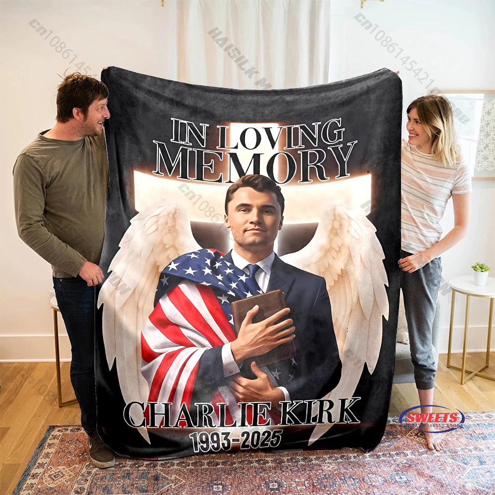 Charlie Kirk Angelic Advocate Theme Blanket Warm Soft Comfortable Home Travel Blanket Sofa Bedding Cover Blanket Gift for Friend