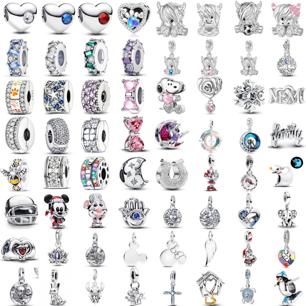 New 925 Silver Heart Bow Dog Palm Turtle Elephant Bead Pendant Charm for DIY Bracelet Jewelry