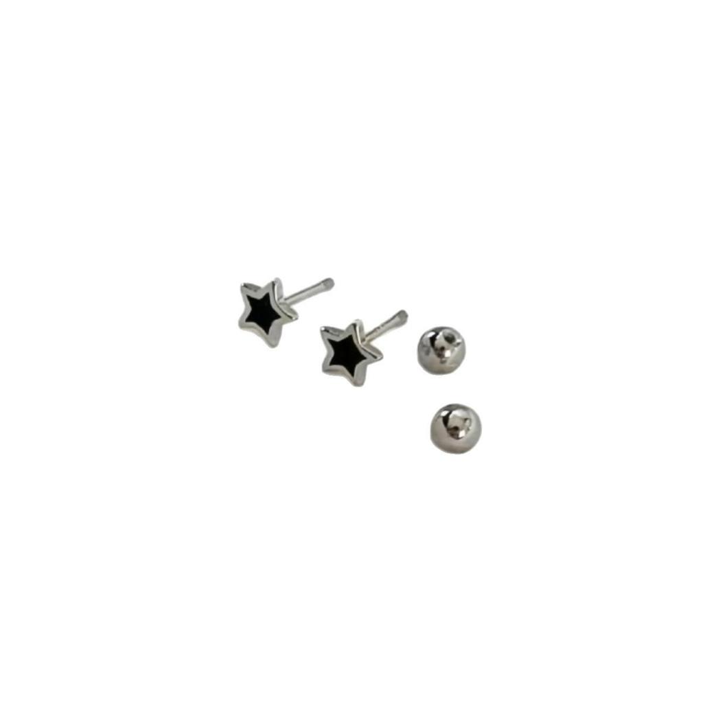 Versatile Black Star Stud Earrings for Women