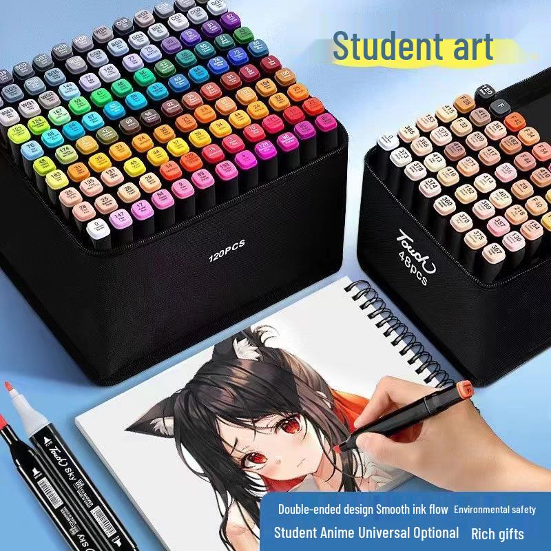 Dual-Tip Alcohol Oil-Based Marker Set for Kids - Colorful Watercolor Drawing Pens