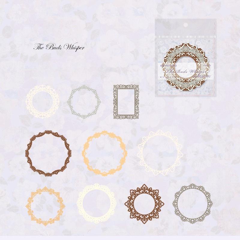 1PC Hollow border card pack Flower whisper series light retro salt series wreath butterfly handbook decoration material paper and card