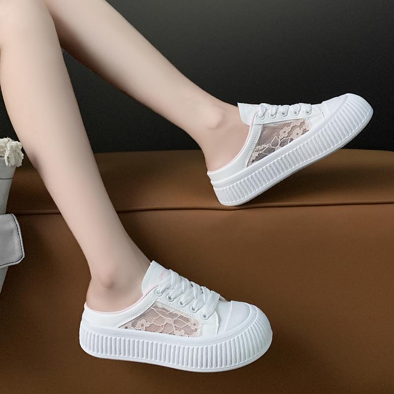 CRLAYDK Women's Slip On Mules Mesh House Slippers Ladies Comfortable Backless Slide Walking Summer Loafers Casual Flats Shoes