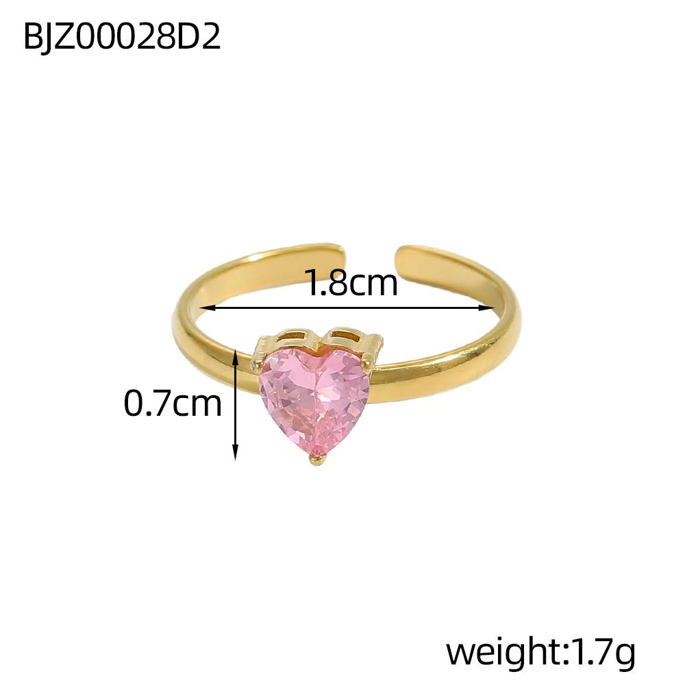 CARLIDANA Minimalist Colourful Cubic Zircon Rings Jewelry Stainless Steel Gold Plated Hot Sale Heart Star Open Rings for Women