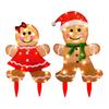 2 Pcs Christmas Gingerbread Man Yard Sign Lighted Gingerbread Boy And Girl Sign with Stake for Outdoor Lawn Patio Garden Decor