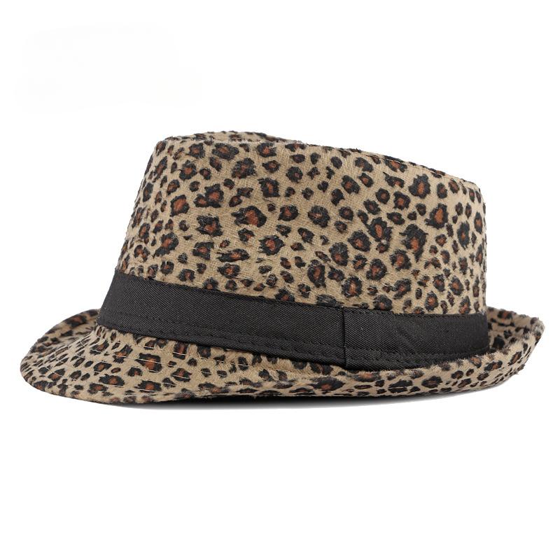 Autumn Winter Women's Fashion Top Hat Sexy Fashion Jazz Hat British Retro Gentleman Hat Men Leopard Animal Fedoras Top Party Hat