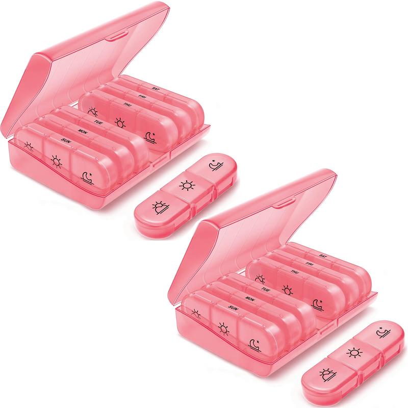 Untior Wöchentliche Pillenbox mit großen Fächern, tragbare Reise-Pillenbox für 7 Tage zur Einnahme von Medikamenten zur Zeit, Erste-Hilfe-Set