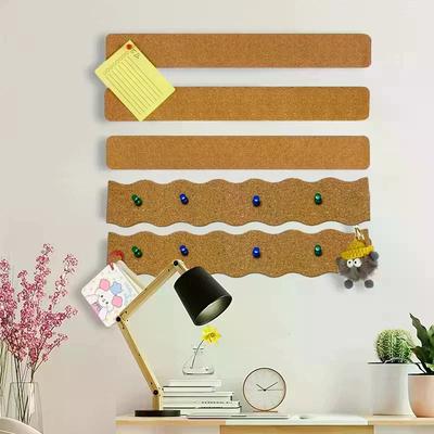 2/4pcs Self-Adhesive Cork Board Strips Wall Organizer Bulletin Strips Board Message Board Photos Display Home Office Decor