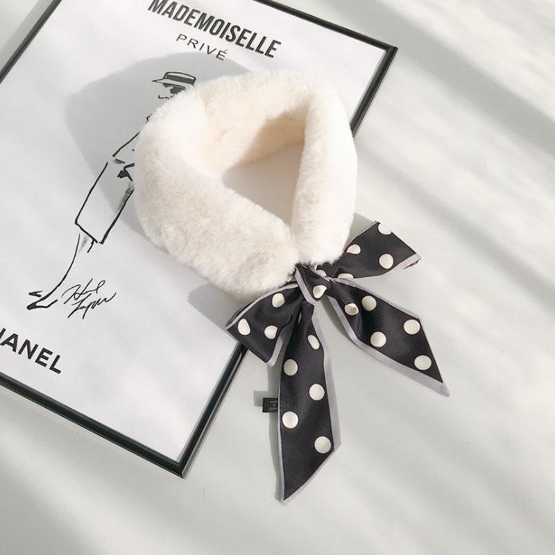 Women Fake Collar Tie Winter Faux Fur Woman False Collar Girls Detachable Fur Collar Ribbon Warm Scarfs for Ladies Neckerchiefs