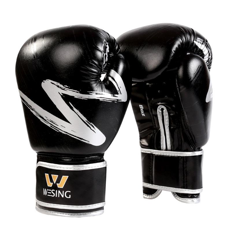 

Дышащие Прочные Взрослые Боксерские Перчатки Jiuri Mountain для Боевых Тренировок - Черные 10 oz серебряный/чёрный