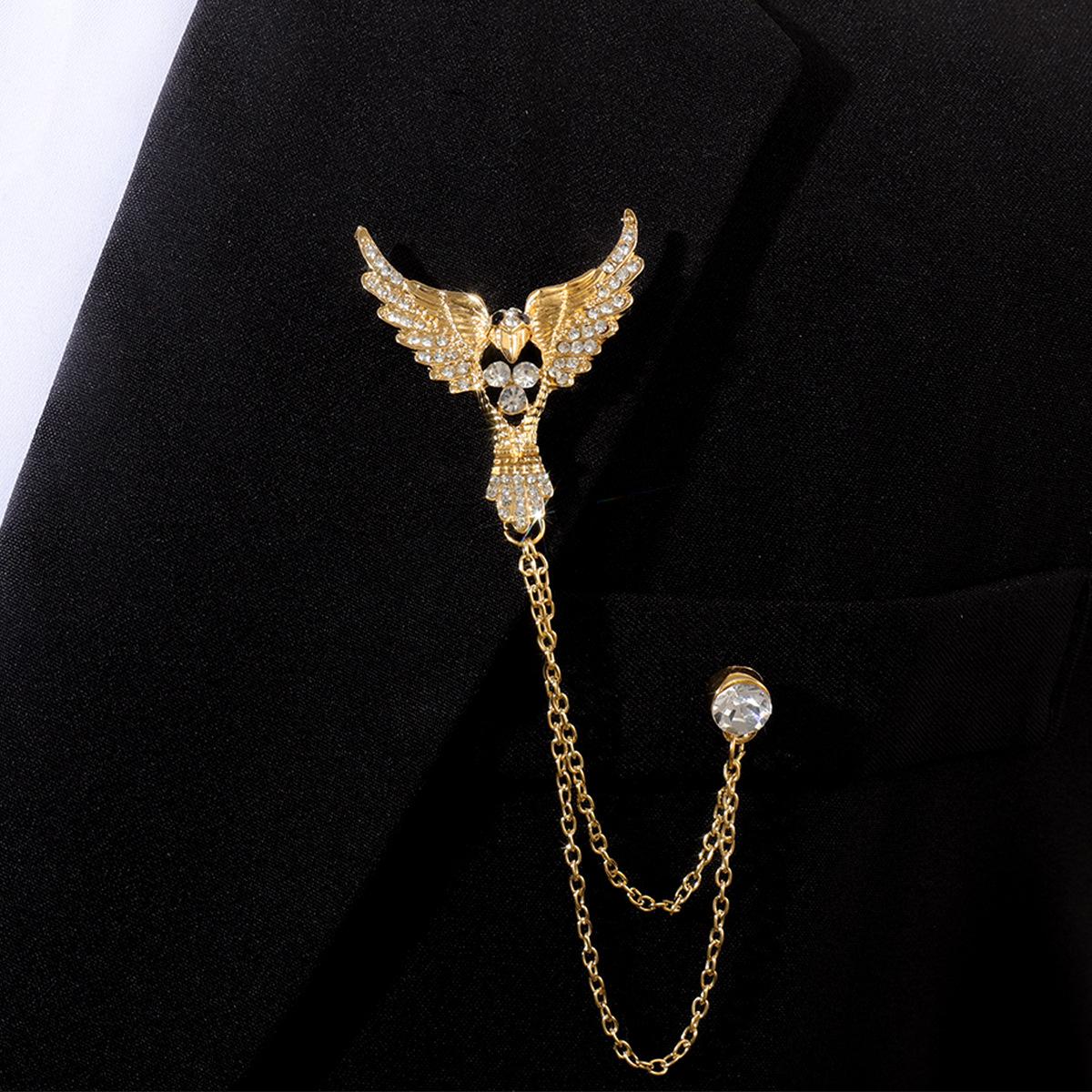 

Япония и Корея мода персонализированный воротник булавка мужская рубашка крышка цепь орел корона бахрома цепь воротник крест ювелирные изделия