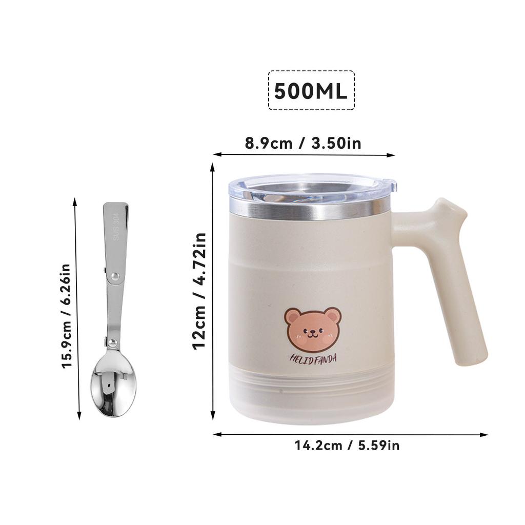 304 Stainless Steel Double Wall Insulated Water Cup Leak-proof Milk Coffee Mug With Spoon Reusable Tumbler Drinkware