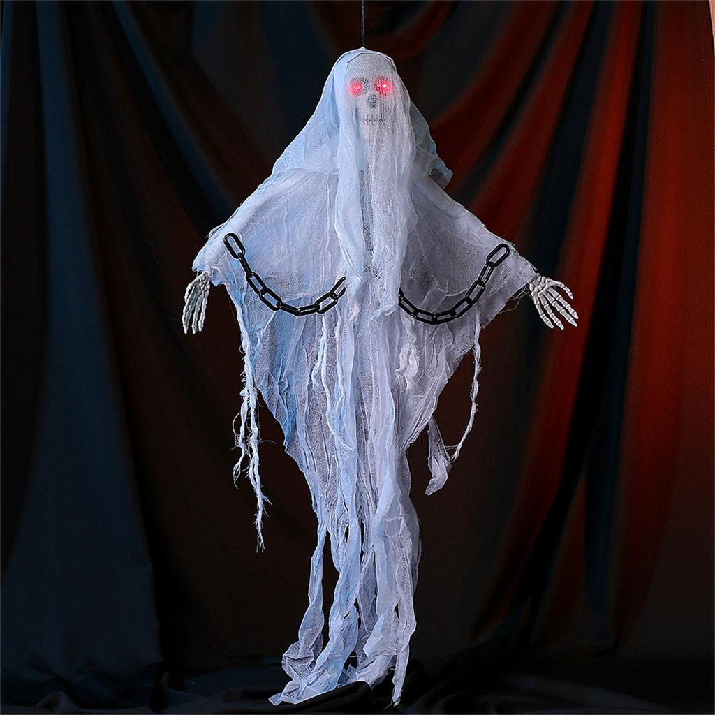 Halloween Skeleton Decorations Horror Skeleton Door, Luminous Chain Skeleton With Arms, Suitable For Haunted House And Party