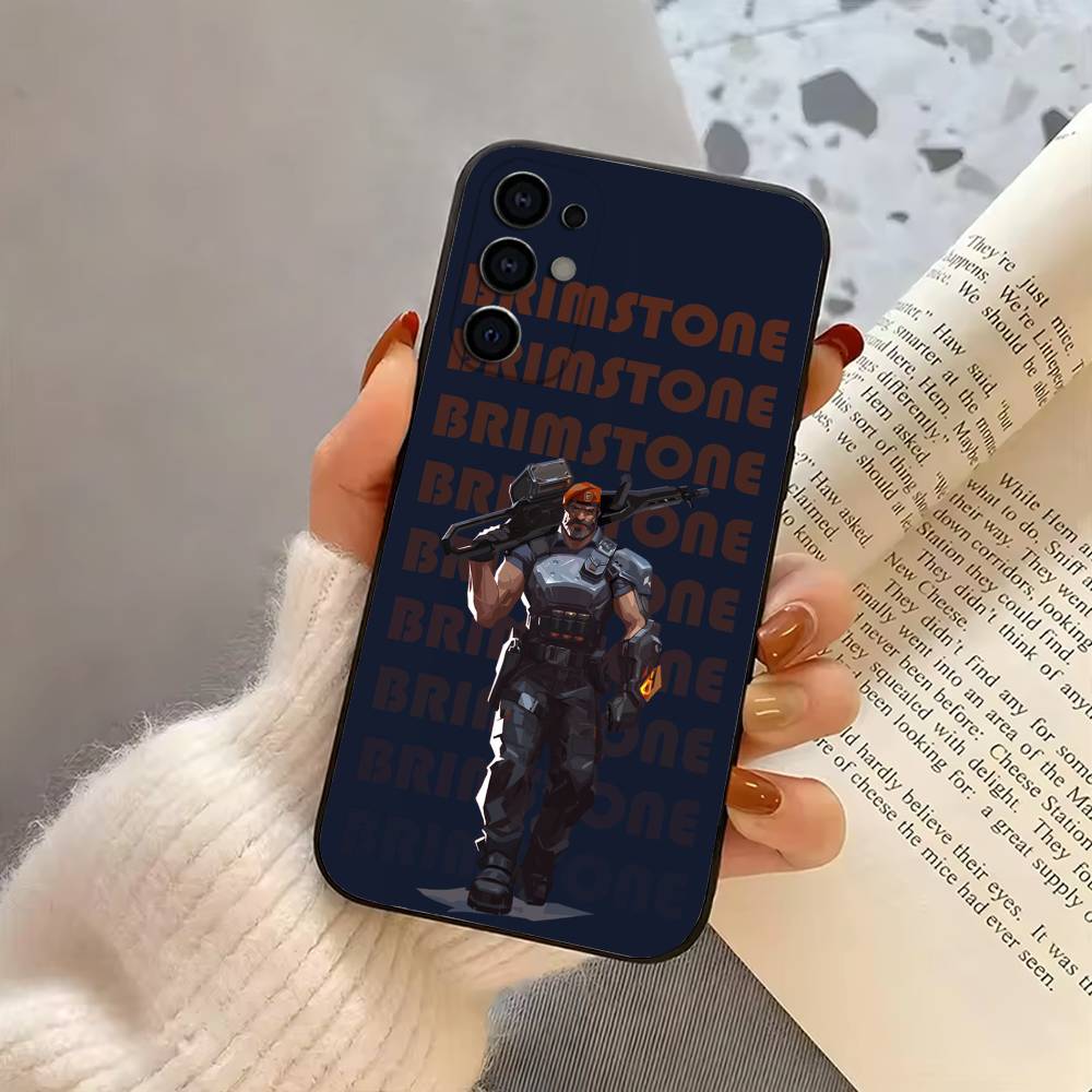 V-Valorant Agent B-Brimstone-ES Phone Case For Samsung S25,S24,S21,S22,S23,S30,Ultra,S20,Plus,Fe,Lite,Note,10,Black Cover