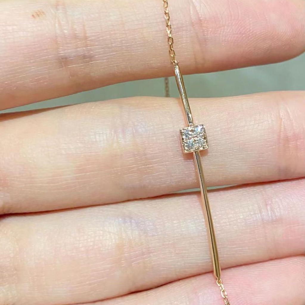 S925 Sterling Silver 18k Gold Plated Sugar Cube Bracelet with Zircon for Women