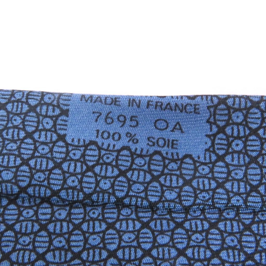 Excellent HERMES Tie Geometric All-over Wide Tie Blue Silk Mens 7695 OA Used