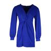 Fashion Casual Slim Fit Blue Sexy Short Dress Women Irregular Long Sleeve Vintage Dress High Waist Pleated Elegant Dresses 28797