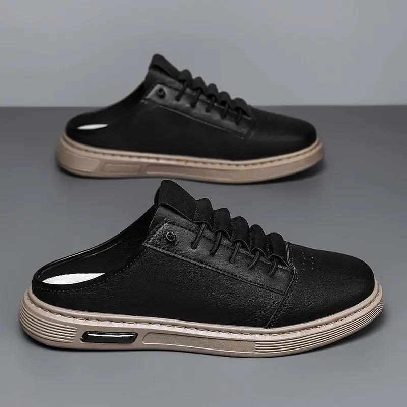Fashion Sabot Slippers for Men Soft Outdoor Genuine Leathe Designer Sandals Man Luxury High Quality Fashion Fun Elegant Y2k Adult Shoes