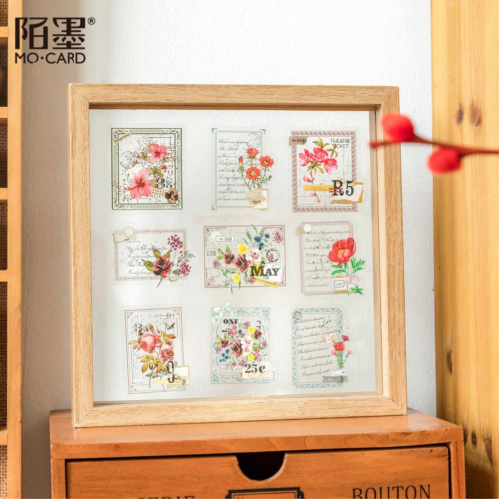 30 pcs Vintage Plant Flowers PET Stickers pack Decorative collage Adhesive Diy Hand Account Diary Album Scrapbooking accessories