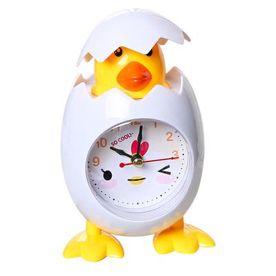 Chick Alarm Clock Kids Cartoon Cute Desktop Plastic Quartz Movement Alarm Clock for Students White