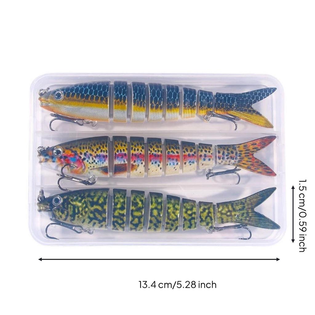 3 Pieces MultiJointed Swimbait Authentic Articulated Fish Lure Saltwater Segmented Fishing Decoy for