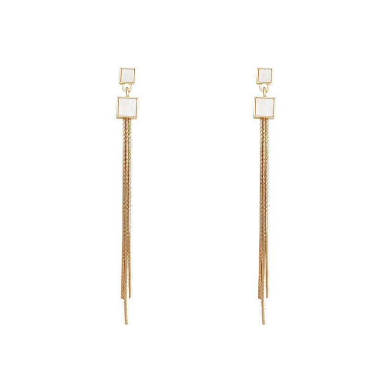 Stylish and simple gold stud earrings, fringed earrings, light luxury, high-end sense, versatile temperament earrings, niche design earrings