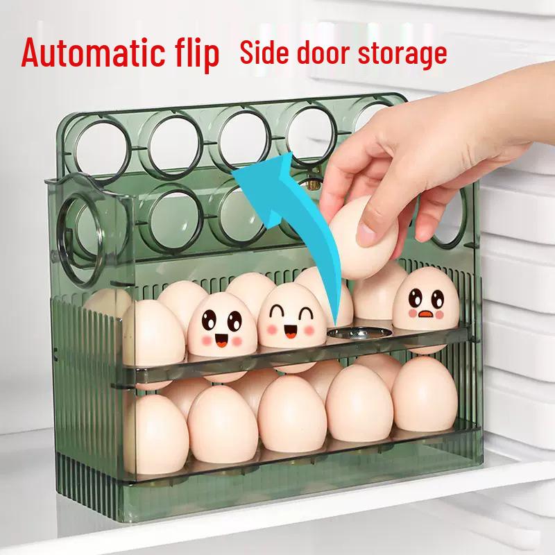 Automatic Flip Egg Storage Rack for Refrigerator Door