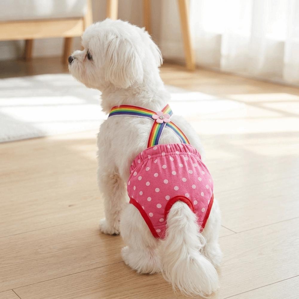 Polka Dot Adjustable Dog Physiological Pants Breathable Washable Dog Heat Pants Soft Leakproof Dog Diaper Indoor