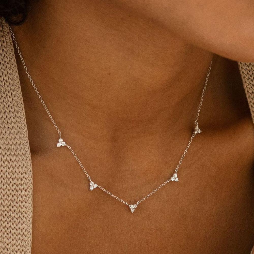 New Stainless Steel Zircon Necklaces for Women Luxury 18K Gold Plated Collar Chain Necklace Wedding Jewelry Gift