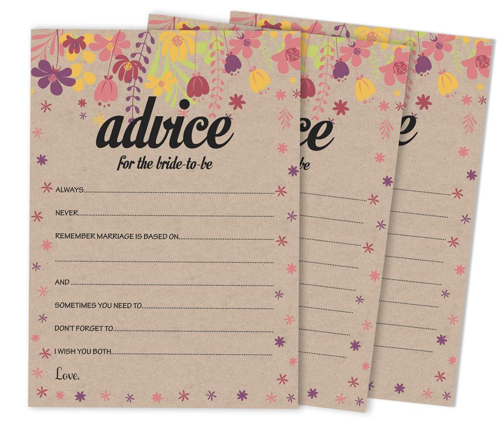 Inkdotpot Bridal Shower Games Advice For The Bride Set Of 50A Rustic Kraft FloralA Mad Libs Game