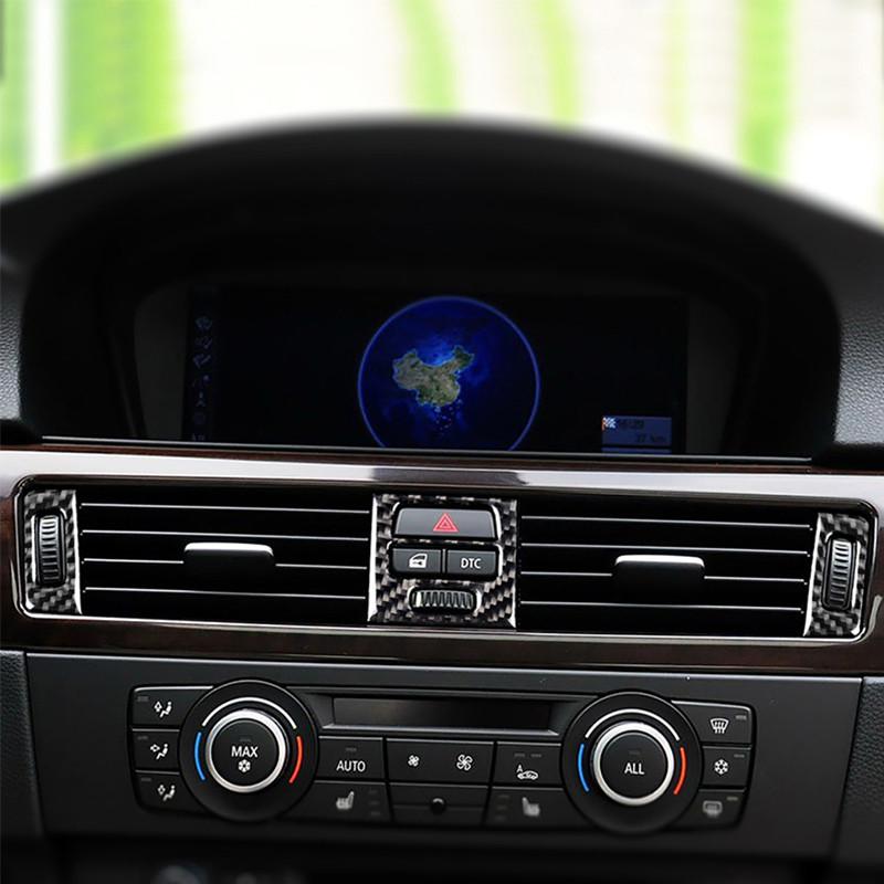 Carbon Fiber Car Center Console Gear Control Button Panel Frame Trim Stickers For BMW 3 Series E90 2005-2012 Accessories