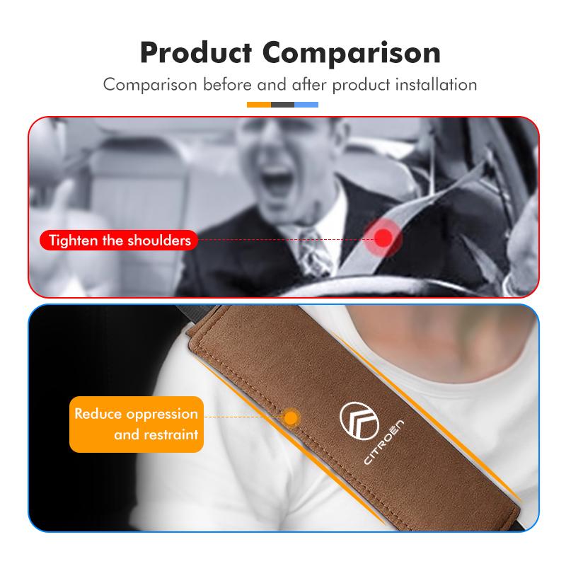 For Citroen Car Suede Seat Belt Protective Breathable Shoulder Pad Cover Auto Accessories Jumper Celysee Cactus Picasso Aircross