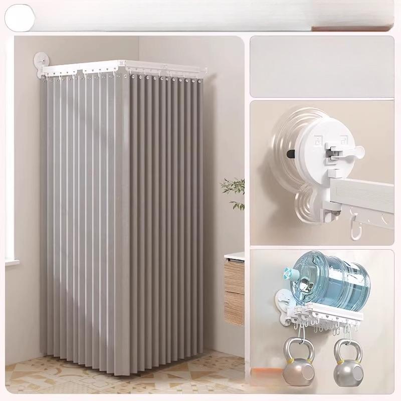 Foldable Shower Curtain Waterproof Bath Room Partition Shower Wet And Dry Separation Suction Cup Bathroom Decor