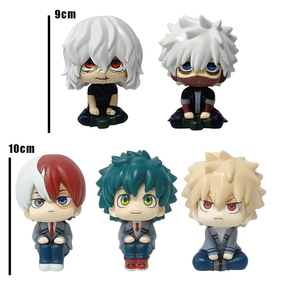 Trending! 9-10cm My Hero Academia Chibi Figures: Midoriya, Shigaraki, Bakugo Todoroki Kawaii Anime Statues Gifts In stock