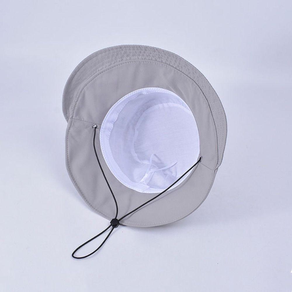 Wide-Brim Quick Drying Fisherman Hat Windproof Rope Foldable Sun Hat Sunshade Bucket Hat  Travel